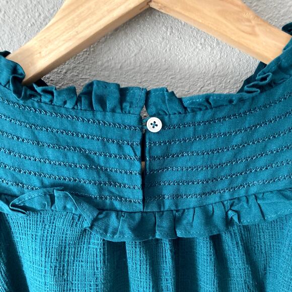 Current Air NEW Embroidered Ruffle Yoke Puff Sleeve Top - Green - Small - Picture 9 of 9